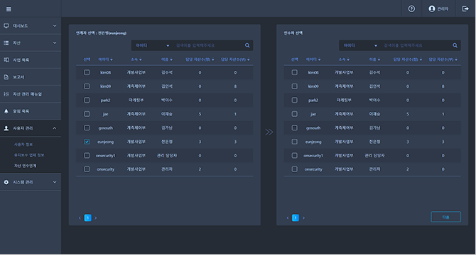 ONSecuNet AM for ICS 자산 인수인계 이미지